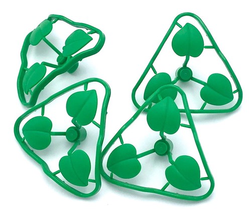 lego 4 new green plant flower stem 1 x 1 x 2/3 with 3 large