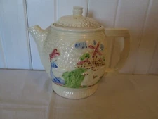  Fraunfelter Coffee Pot Server Dutch Scene Lady Windmill Pebbled Effect Vintage