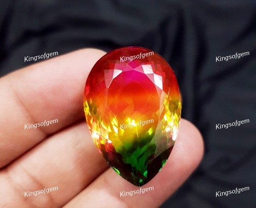 65 Ct Doublet Glass Stone Multi Color Tourmaline Pear Cut Stone Loose Gemstone - Picture 3 of 6