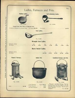 1890s PAPER AD Tinners' Furnace Ladles Melting Furnaces 