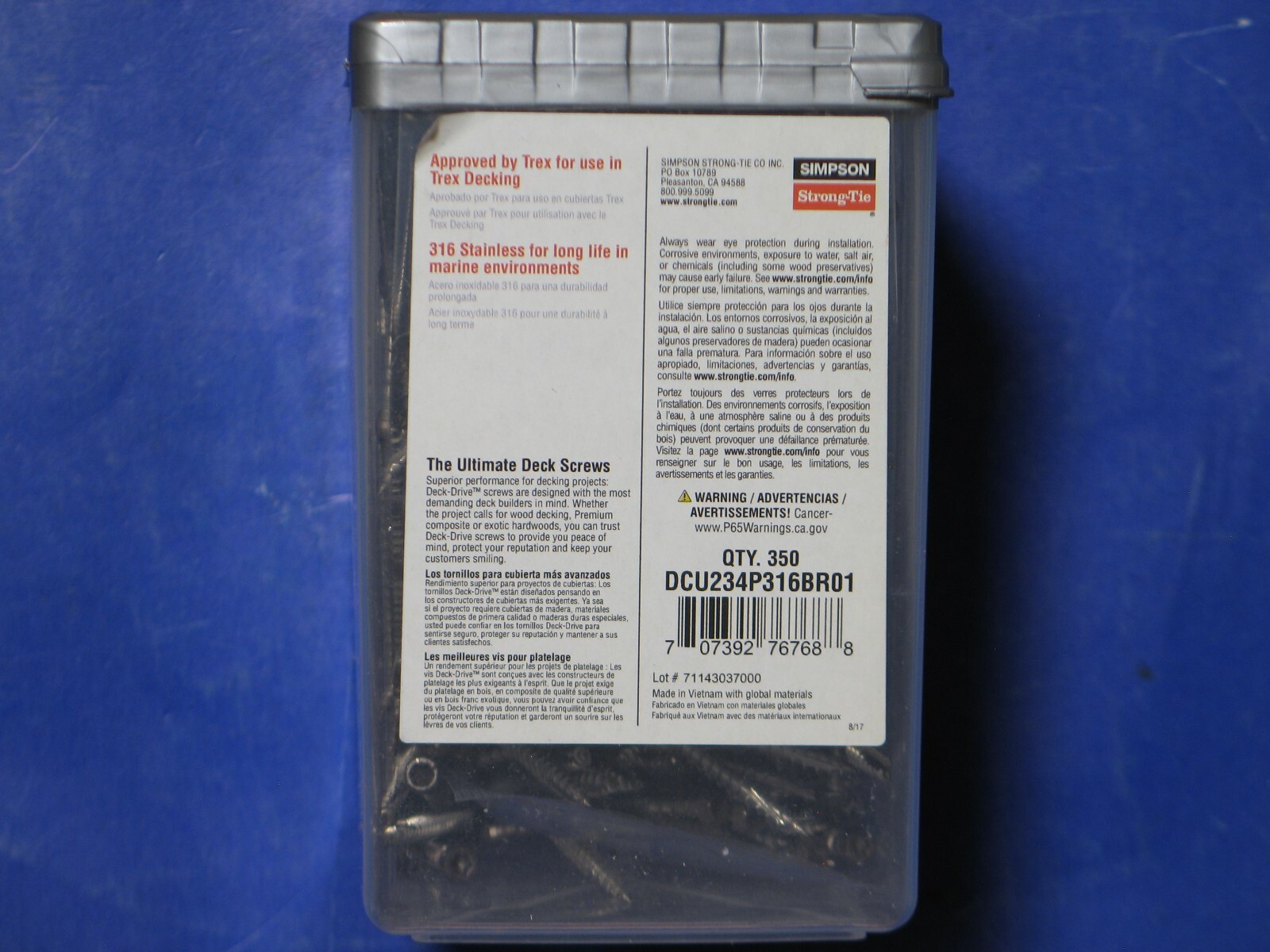 SIMPSON STRONGTIE DCU234P316BR01 10 X 23/4" 316SS DCU COMPOSITE