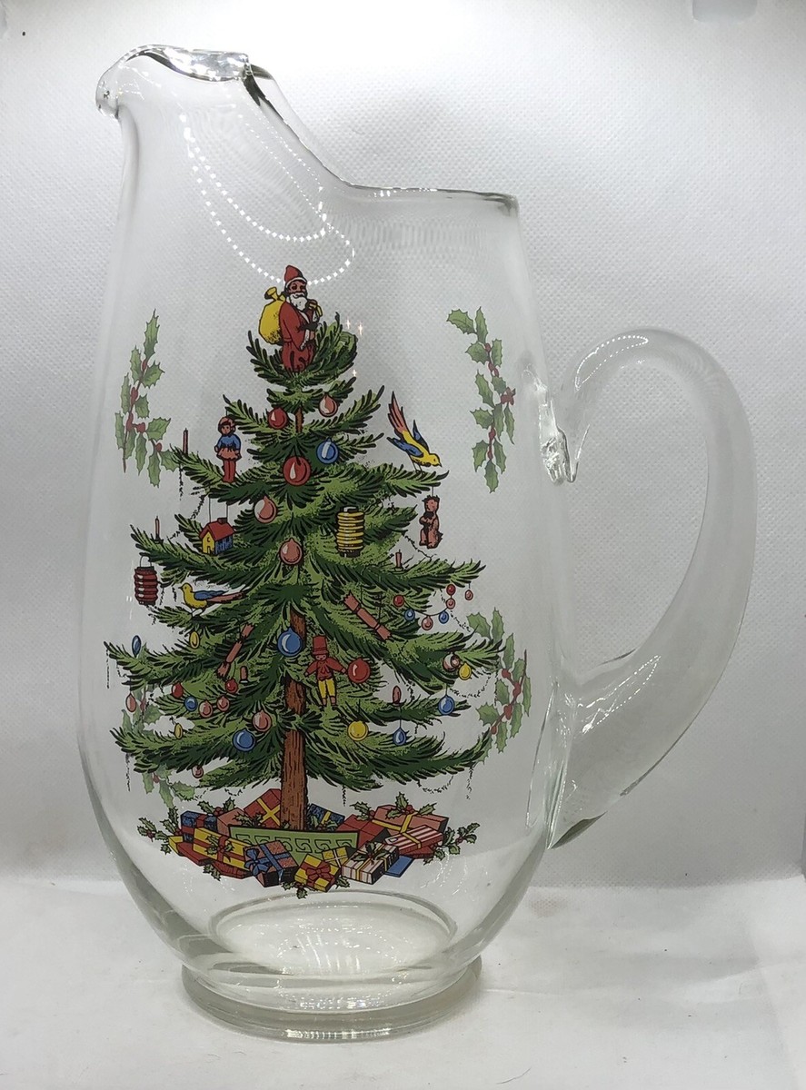 Spode Christmas Tree Q Clear Glass Water Pitcher EXCELLENT CONDITION B