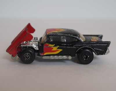 Vintage 1979 Matchbox Superfast 1957 57 Chevy red black FLAMES