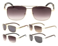 PILOT AVIATOR EYEGLASSES CLEAR LENS SUNGLASSES METAL WOOD FRAME SQUARE RETRO NWT