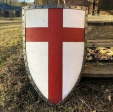 Medieval Crusader Shield Battle Knight Warrior Shield Templar Red Cross Design