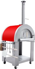 Forno per pizza pane a legna artigianale inox da esterno griglia ROSSO