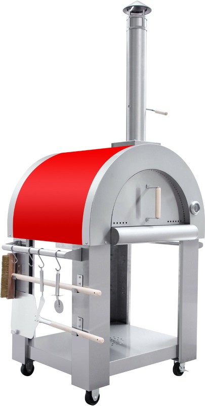 Outdoor Stainless Artisan Wood Fired Charcoal Pizza Bread Oven BBQ Grill  RED