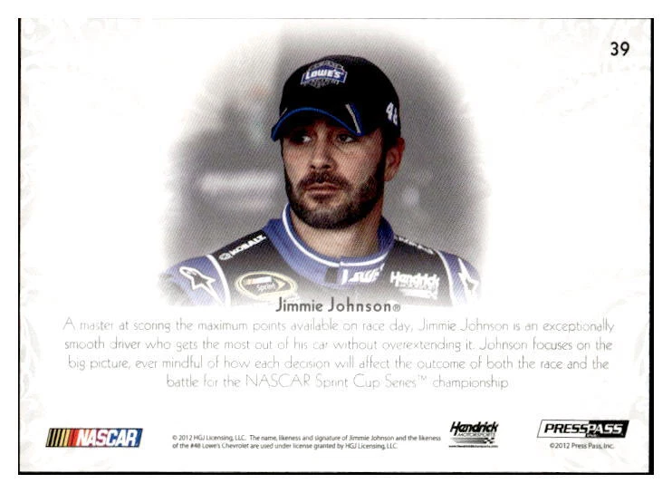 2012 Press Pass Showcase #39 Jimmie Johnson #/499 - Image 2 of 2