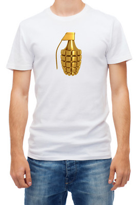 Golden Hand Grenade Bomb Kurzarm Weiß Herren T-Shirt D395
