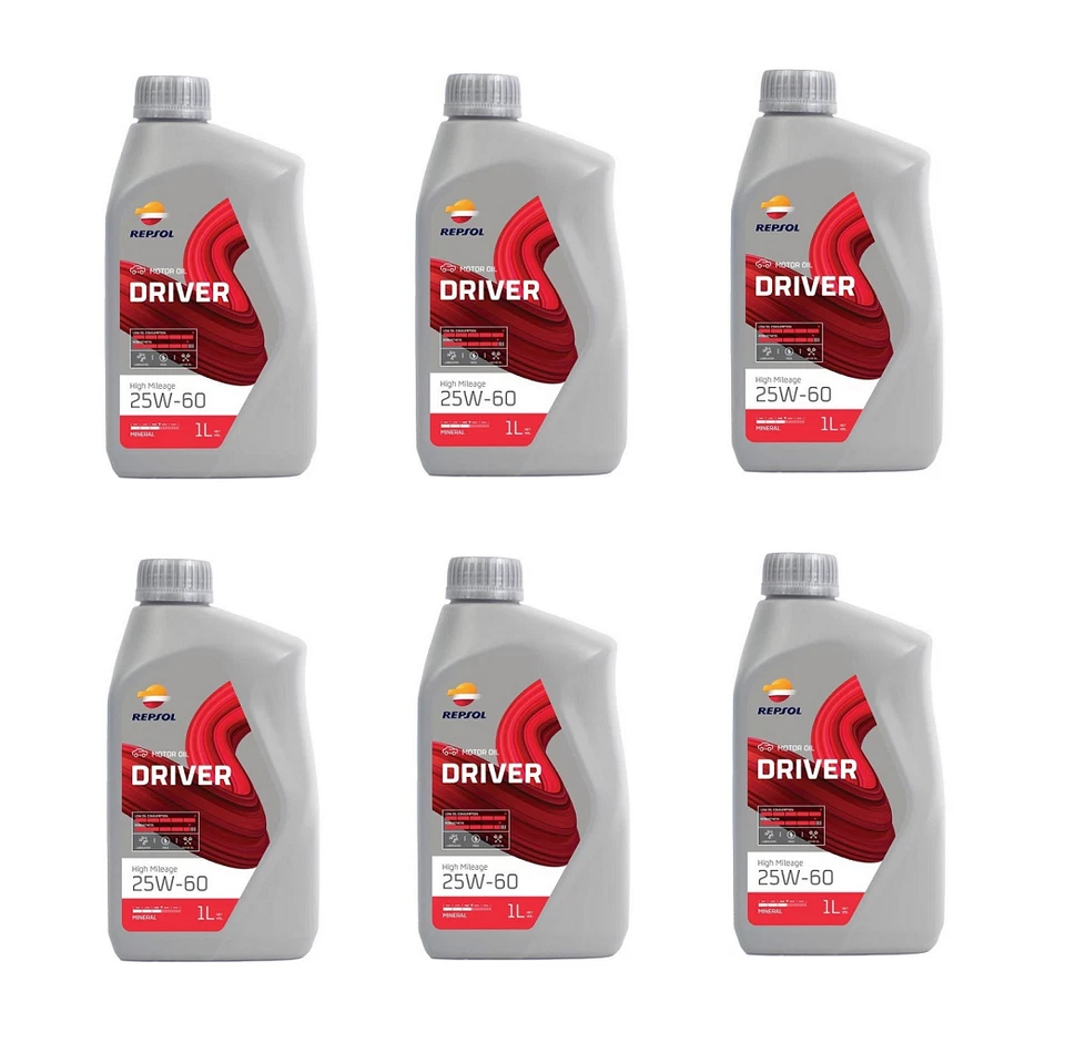 6LT OLIO LUBRIFICANTE MOTORE MULTIGRADO AUTO 25W60 REPSOL LEADER API SL