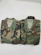 2x US Military Woodland Camouflage Hot Weather Combat Coat Shirt Men Small Short