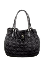 Christian Dior Satin Bag Black Cannage Quilted Charming Tote