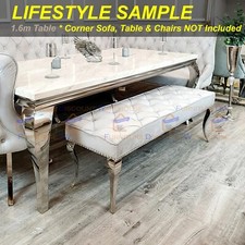 FurnitureDW Louis Light Grey Velvet Dining Bench Seat 140cm for 2 to 3 Adult Kid