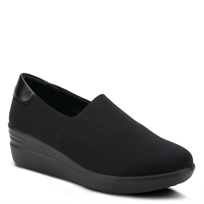 Flexus by Spring Step Noral Black Slip-On Stretch Lycra Wedgie EUR 42