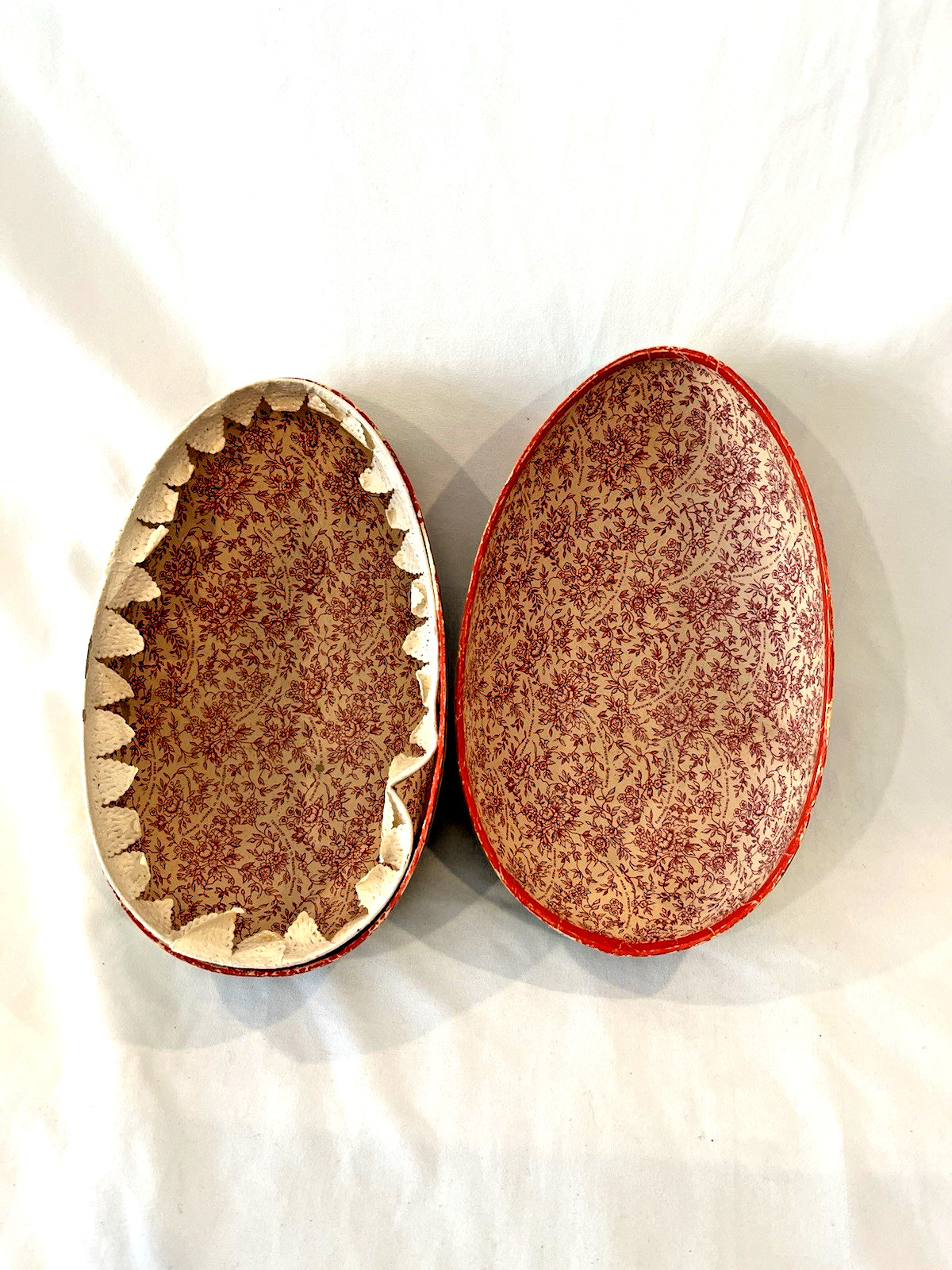 VTG German Easter Egg Container Paper Mache Duck Parents Chicks Stroller 7.5"