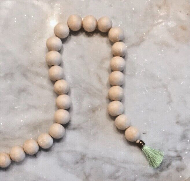 Custom Long Interior Design Beads Wood Garland w Tassels Swag Styling Decor Boho
