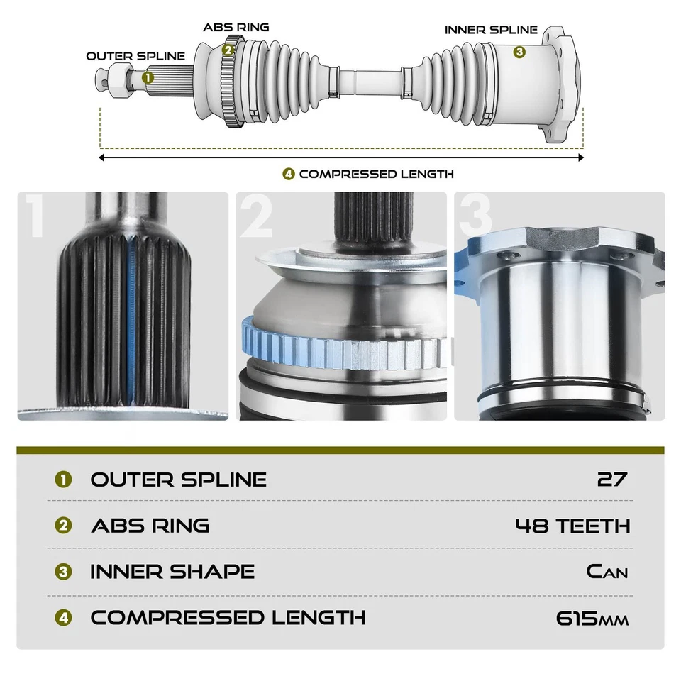 Conjunto de eje CV para BMW E36 318i 1992-1998 318is 1992-1997 trasero izquierdo o derecho Foto 2 de 4