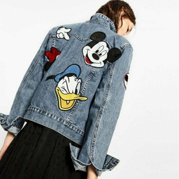 Disney Denim Jacket Jeans Mickey Mouse Zara NWT Zara Printed Denim