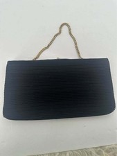 Vintage HL USA Black Ribbed Fabric Evening Clutch