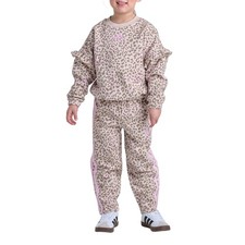 adidas 2Piece Long Sleeve Printed Pullover Barrel Leg Pant Set Girls Brown Casu