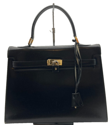Bally Hand Top handle Bag Classic Black Leather 32cm Authentic