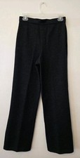 Vtg ST. JOHN COLLECTION MARIE GRAY Black SANTANA Knit High Rise Wide Leg Pant 4