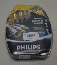 Phillips 6FT Stereo Audio + S-Video Cable 24K Gold plated Connectors