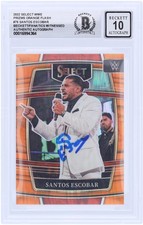 Santos Escobar WWE Signed 2022 Panini Select Orange Flash Prizm #76 BAS 10 Card