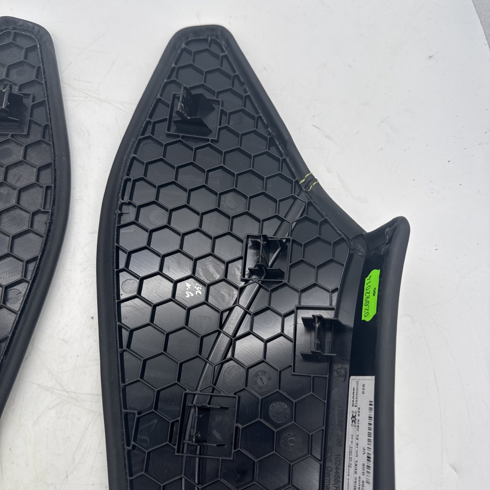 LAMBORGHINI HURACAN LEFT AND RIGHT SIDE PANEL LEATHER GREEN STITCHING Used OEM 