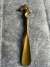 Vintage Solid Brass Horse Head Shoe Horn 11" Heavy Decorative