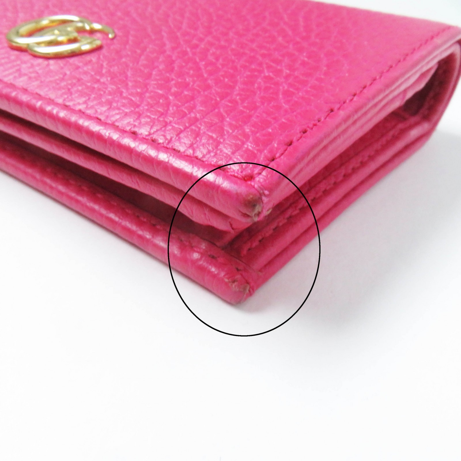 Excellent GUCCI Bifold Wallet GG Marmont Mini Wallet / shocking pink leather... thumbnail 12