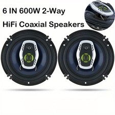 2PCS 6In 600W 2Way Car HiFi Coaxial Speakers - Full Frequency Auto Stereo Audio