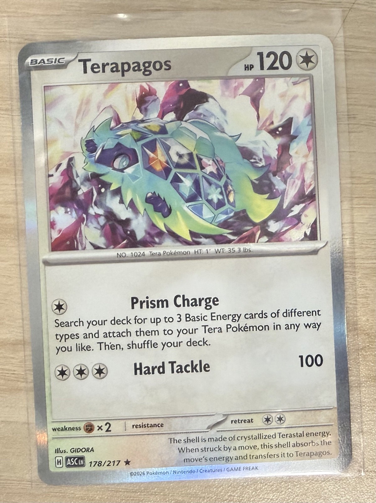 Terapagos 178/217 Holo Rare Ascended Heroes Pokemon TCG Pack Fresh Near Mint NM