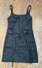Farm Rio Rosette Detail Sleeveless Linen Blend Sheath Minidress Size XXS