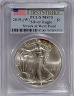 2015-(W) $1 American Silver Eagle PCGS MS70 First Strike Struck At West Point