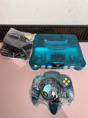 Nintendo 64 N64 Funtastic Ice Blue Console, Controller & Cables Tested & Working