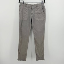 Nili Lotan Jenna Pant Gray Cotton Twill Raw Hem Cropped Utility Sz 0 285W12