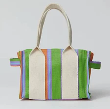 Urban Outfitters Uo Serena Mesh Mini Tote Bag Orange Blue Crossbody Handbag 