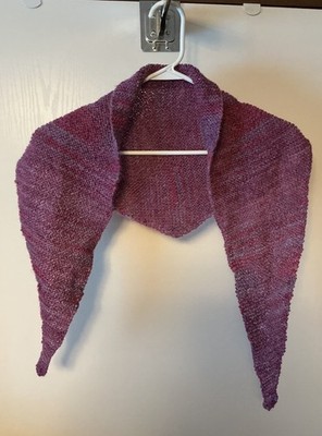 Handknitted Triangle Scarf/Shawl - Multicolor Purple Tones
