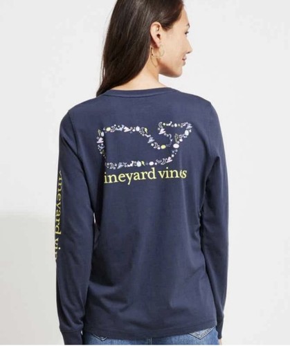 Vineyard Vines Halloween Ballena Manga Larga Bolsillo Camiseta Camiseta Mujer’s Pequeña - Imagen 9 de 10