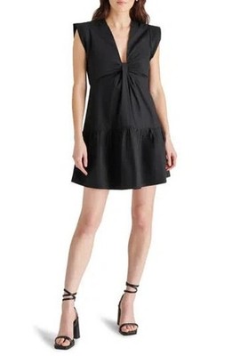 Size M Steve Madden Amanda 100% Cotton Tiered Black Mini Dress