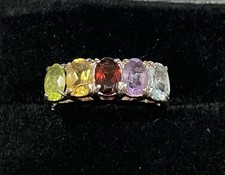 Multi-Gemstone Ring, Sterling .925, Size 7