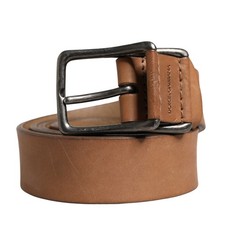 DOLCE & GABBANA Belt Men Brown Leather Classic Metal Buckle 95cm / 38in 450usd