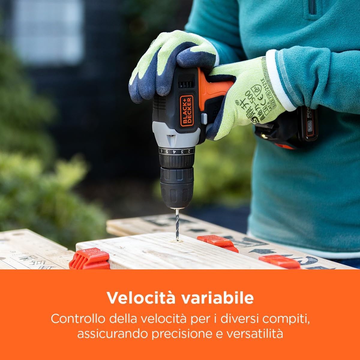 Trapano avvitatore senza fili da 18 V BCD001C1 QW Coppia di 37 Nm 10 posizioni foto 4