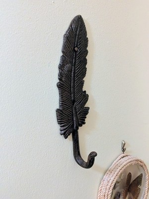 Vintage Style Feather Cast Iron Wall Hook