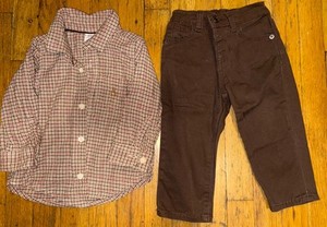 Gap Kids  Flannel  Plaid Button Up Top And Chino Pant Set 18-24 months 