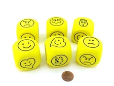 Pack of 6 D6 40mm Rounded Expressions Foam Dice - Yellow with Black