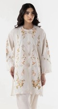 NWT SANA SAFINAZ SIZE L LARGE EMB. Signature KURTA boxy fit