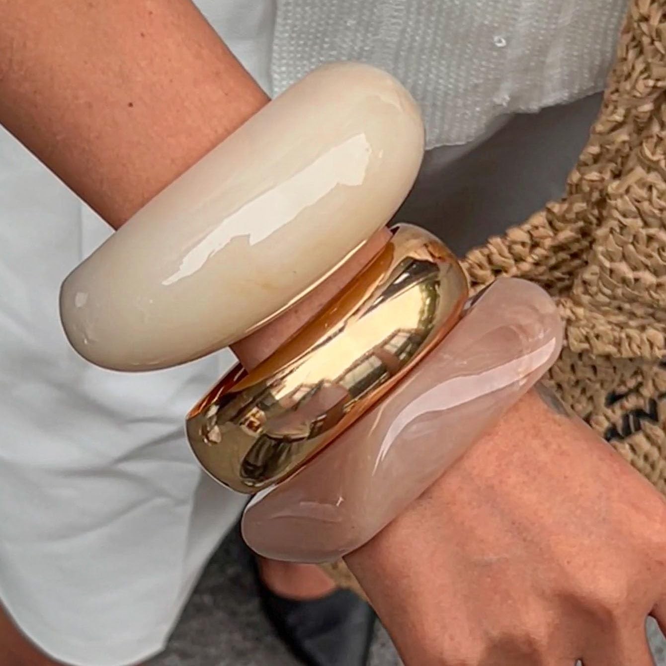 Irregular Square Acrylic Chunky Bangle Bracelets … - image 4