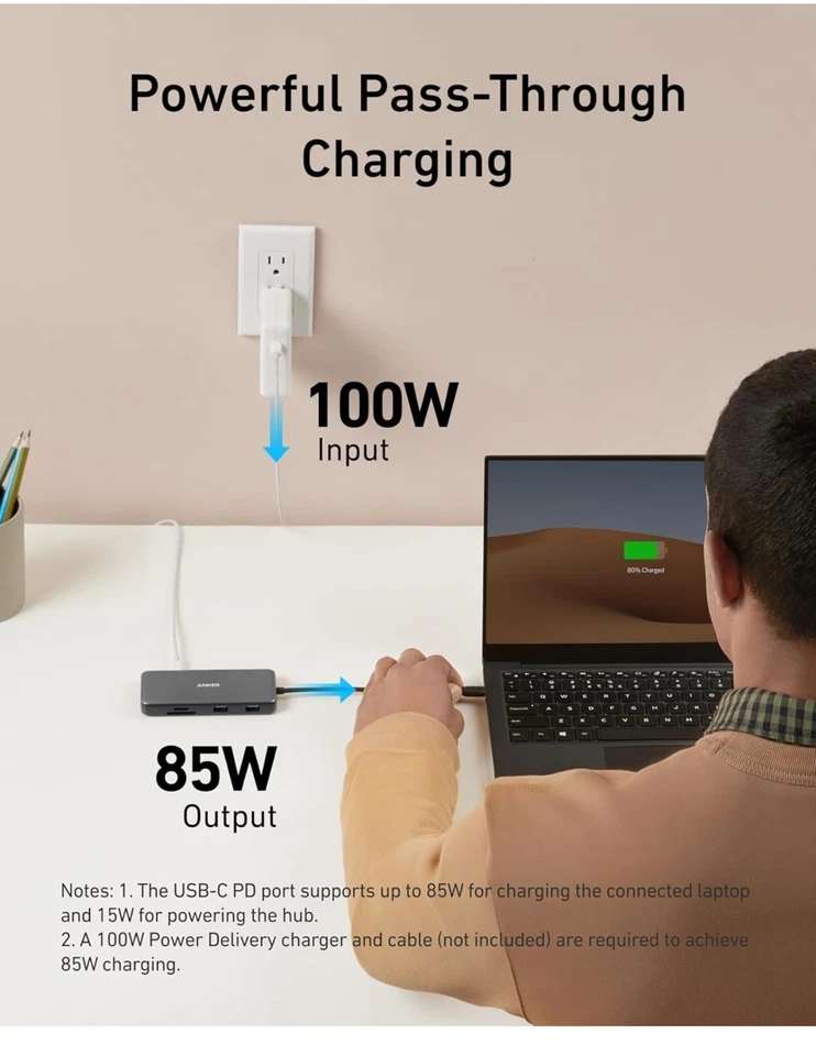 Anker PowerExpand 8-in-1 USB-C PD 10Gbps Media Hub - Gray A8380 Series 5 - Image 2 of 4
